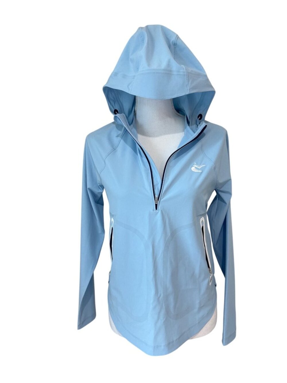 Peter Millar Jacket Womens Size XS Blue Golf Windbreaker Caves Valley Logo Hoode